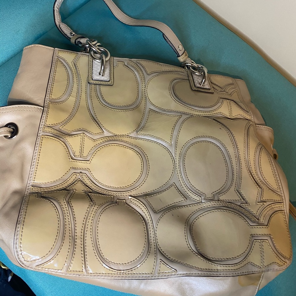 Patent Leather Tan Coach Tote